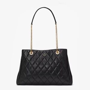 Kate Spade Carey Quilted Smooth Leather Tote Bag Black NWT